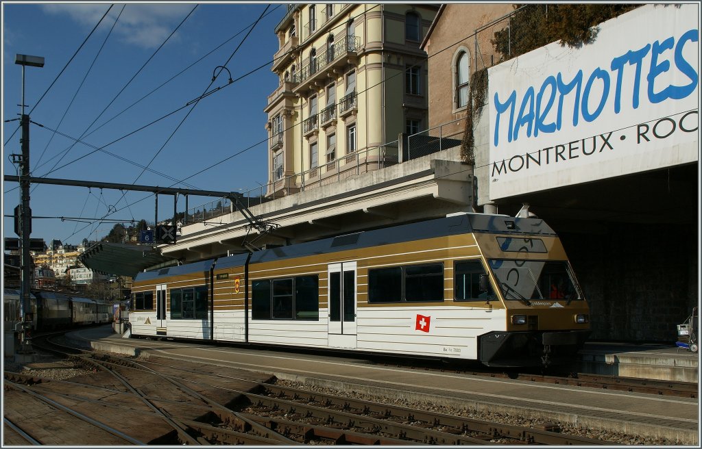 Der CEV GTW Be 2/6  Blonay  zu  Besuch  in Montreux.
6. Mrz 2012