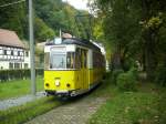 Triebwagen der Kirnitschtalbahn in Bad Schandau Richtung Beuthenfall am 05.10.2012 

