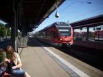 5-teiliger Stadtler Flirt als RE9 nach Ostseebad Binz im Stralsunder Hauptbahnhof am 21.06.2012