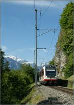 Der  zb  160 002-8 als Regionalzug Interlaken Ost - Meiringen bei Niederried.
5. Juni 2013